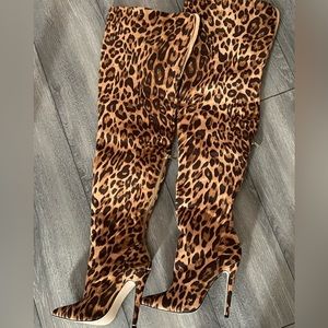 Leopard print thigh high boots from shoe dazzle